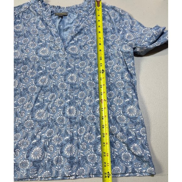 Style & Co. S Blue White Floral Print Long Sleeve Blouse Bloom Hydrangea - Picture 5 of 9